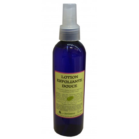 lotion exfoliante aux hydrolats, gel d'aloe vera et acides de fruits